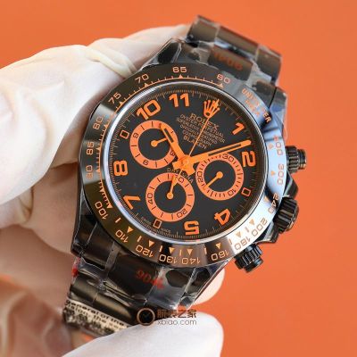 ROLEX Daytona Black Bezel Replica 7750 Movement Blaken 40*12.3MM 904L Steel Black with Orange Watch